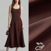 Coffee Color U-Neck Asymmetric Hem Satin Elegant Retro Midi Dress