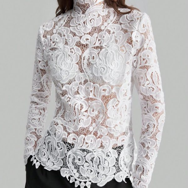 Women's Elegant High Collar Blouse For Fall Winter Back To School Uniform
