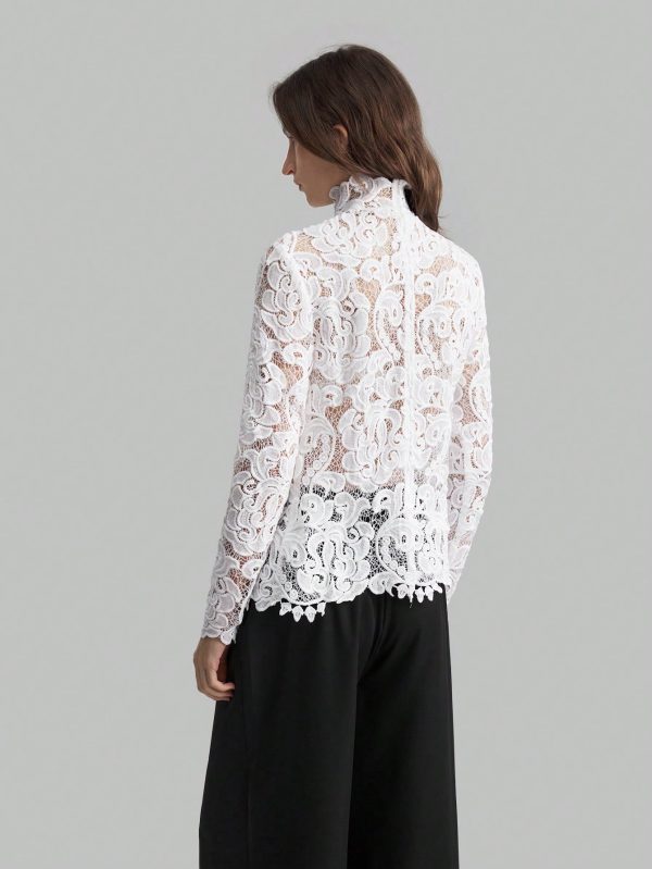 Women's Elegant High Collar Blouse For Fall Winter Back To School Uniform