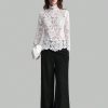 Women's Elegant High Collar Blouse For Fall Winter Back To School Uniform