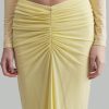 Women Cream Yellow Maxi Skirt With Crinkle Design Top With Twist Detail