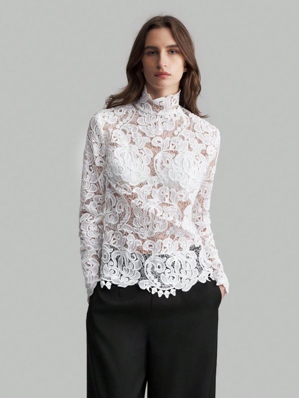 Women's Elegant High Collar Blouse For Fall Winter Back To School Uniform