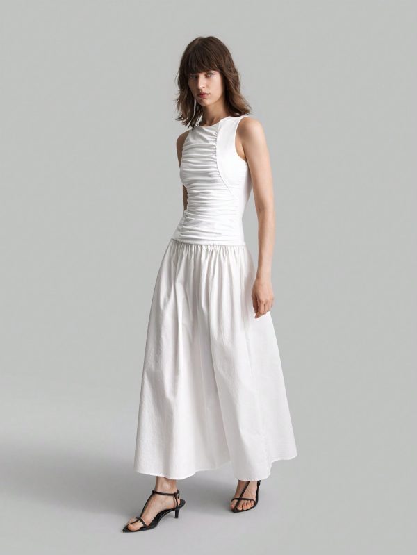 Ladies' Patchwork Cotton Midi Dress, Casual Autumn Outfit For School Or Everyday Wear
