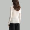 Cream-White Seamless Turtleneck Lightweight Knitted Wool Sweater Seamless Knitwear