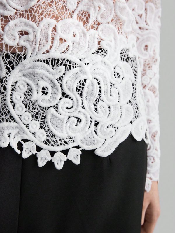 Women's Elegant High Collar Blouse For Fall Winter Back To School Uniform