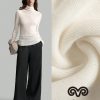 Cream-White Seamless Turtleneck Lightweight Knitted Wool Sweater Seamless Knitwear