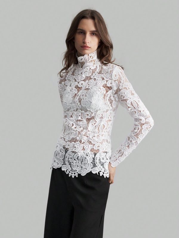 Women's Elegant High Collar Blouse For Fall Winter Back To School Uniform