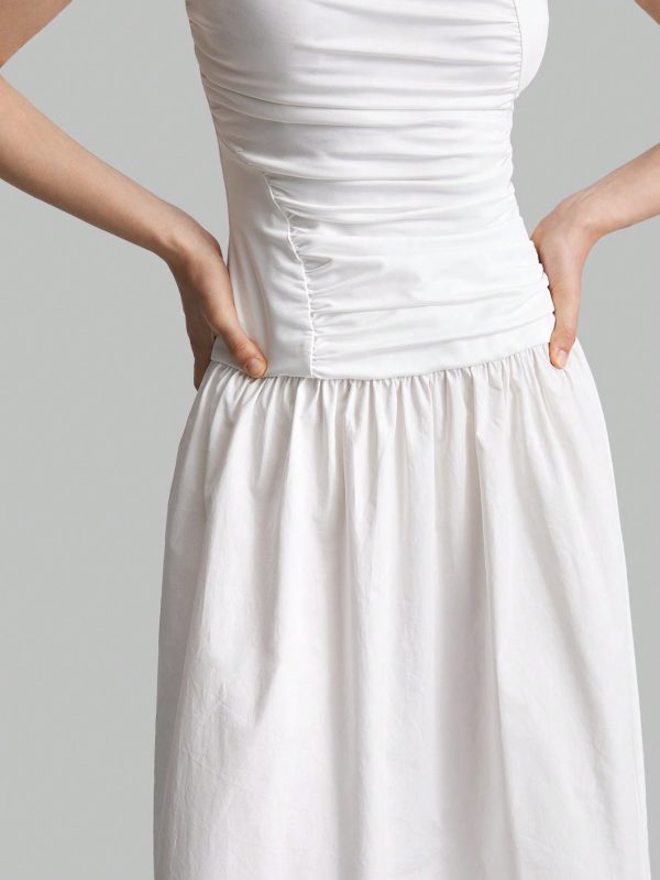Ladies' Patchwork Cotton Midi Dress, Casual Autumn Outfit For School Or Everyday Wear