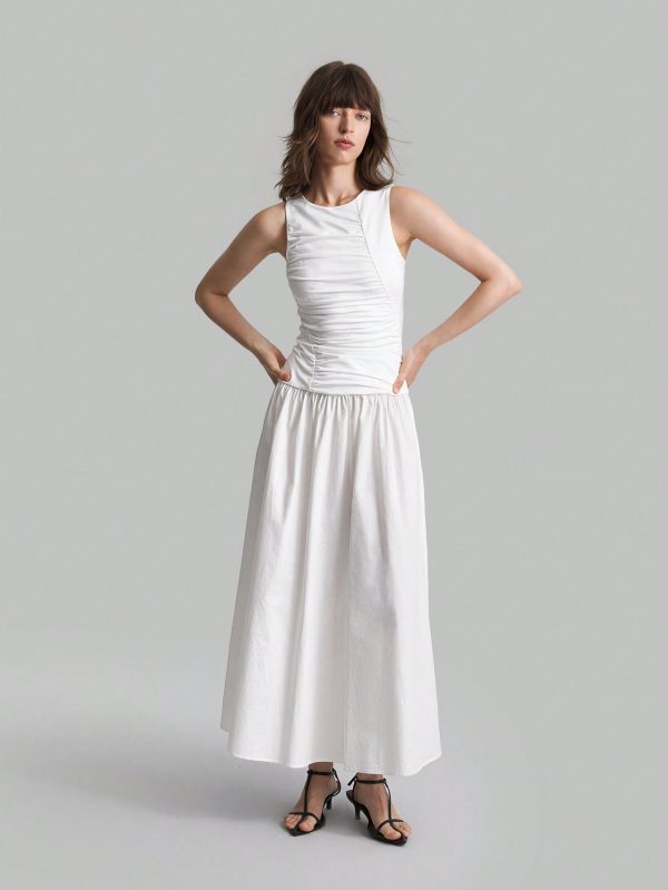 Ladies' Patchwork Cotton Midi Dress, Casual Autumn Outfit For School Or Everyday Wear