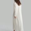 1pc Women Long Silk Dress, Elegant Milky White, For Autumn/Winter Wear