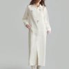 1pc Women Long Silk Dress, Elegant Milky White, For Autumn/Winter Wear