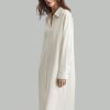 1pc Women Long Silk Dress, Elegant Milky White, For Autumn/Winter Wear