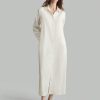 1pc Women Long Silk Dress, Elegant Milky White, For Autumn/Winter Wear