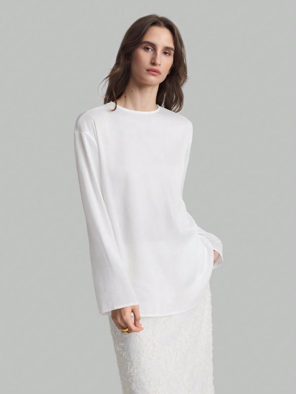 Women's Solid Color Minimalist Casual Long Sleeve Shirt Baggy Shirts Halter Top