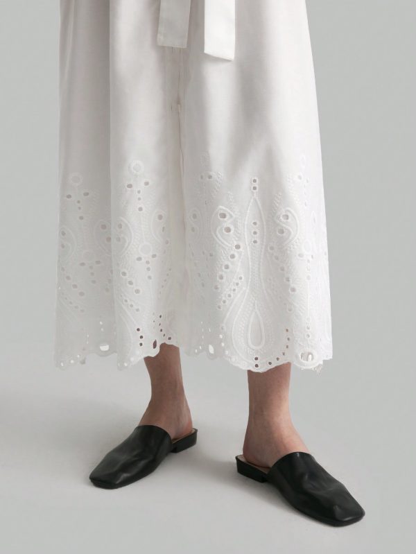 White Embroidered Linen Casual Shirtwaist Dress With Lining