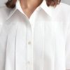 Women Summer Solid Color Pleated Short Sleeve Casual Shirt, Autumn Clothing, Back To School, Outerwear, Cotton