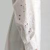 White Embroidered Linen Casual Shirtwaist Dress With Lining