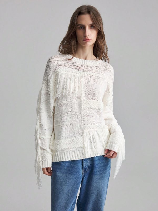 Women's Solid Color Crew Neck Casual Long Sleeve Pullover Sweater