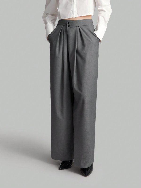 Women's Gray Suit Pants, Fall Clothing, Back To School, Casual Wear
