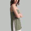 Women Solid Color Spaghetti Strap Tank Top With Side Slit