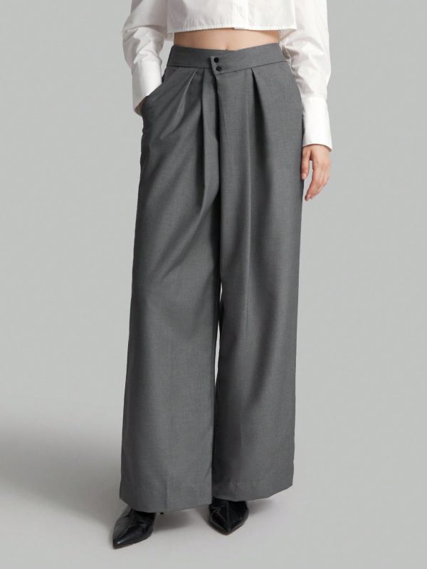 Women's Gray Suit Pants, Fall Clothing, Back To School, Casual Wear