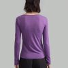 Women's V-Neck Slim Fit Solid Color Criss-Cross Stretchy Long Sleeve Top