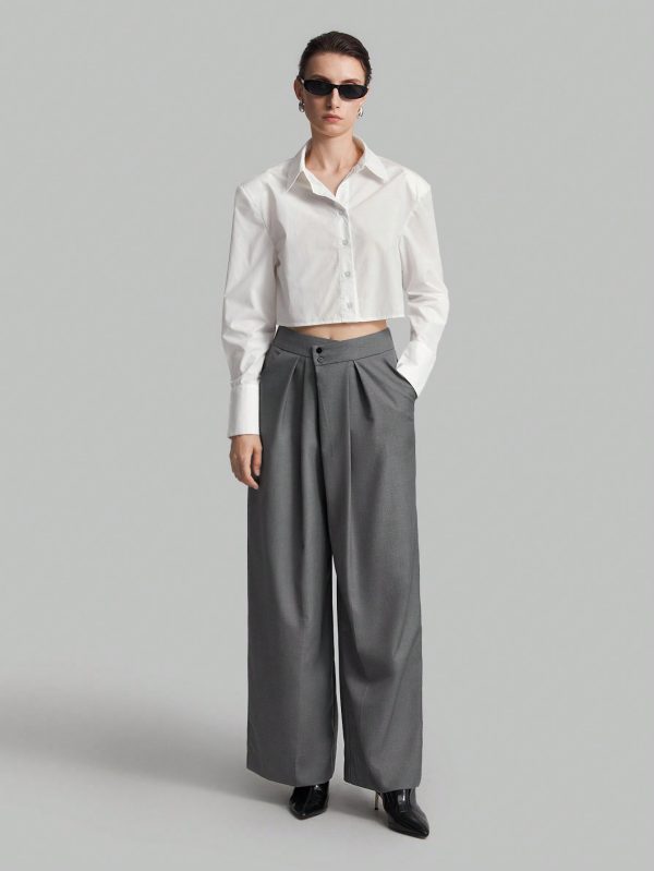 Women's Gray Suit Pants, Fall Clothing, Back To School, Casual Wear