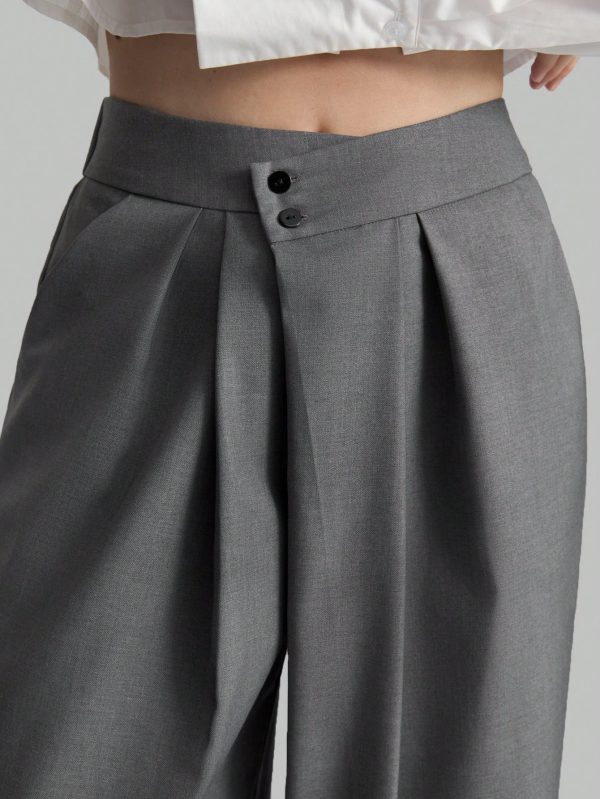 Women's Gray Suit Pants, Fall Clothing, Back To School, Casual Wear