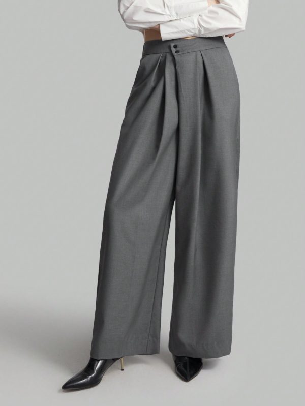 Women's Gray Suit Pants, Fall Clothing, Back To School, Casual Wear