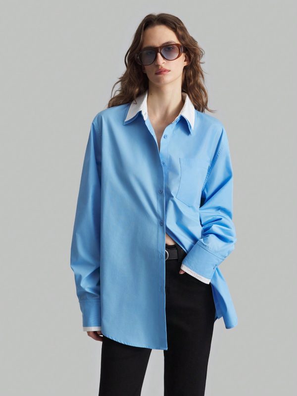 Women 2 In 1 Long Sleeve Blouse, For Autumn/Winter, Back To School Outfit