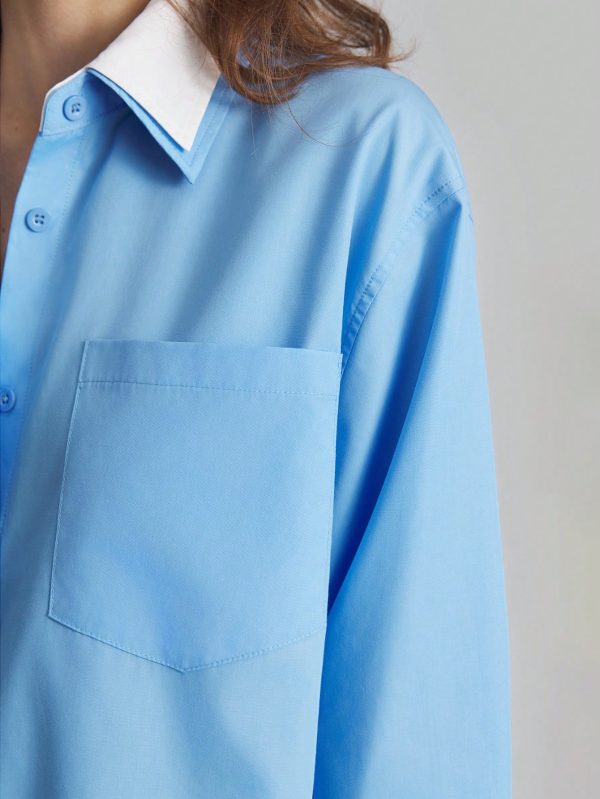 Women 2 In 1 Long Sleeve Blouse, For Autumn/Winter, Back To School Outfit