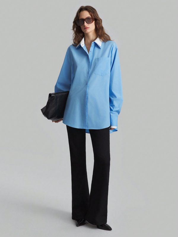 Women 2 In 1 Long Sleeve Blouse, For Autumn/Winter, Back To School Outfit