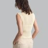 Women's Knitted Tank Top, Stand Collar, Sleeveless, Hollow-Out, Cream Yellow, Autumn Outfit, Back To School, Outdoor Wear