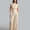 Women's Knitted Tank Top, Stand Collar, Sleeveless, Hollow-Out, Cream Yellow, Autumn Outfit, Back To School, Outdoor Wear
