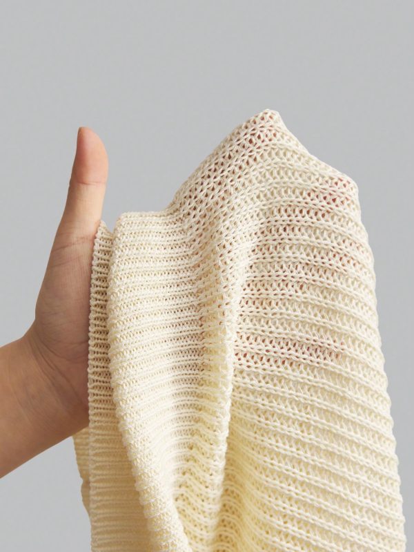 Women's Knitted Tank Top, Stand Collar, Sleeveless, Hollow-Out, Cream Yellow, Autumn Outfit, Back To School, Outdoor Wear