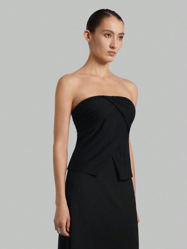 Women's Pleated Strapless Top