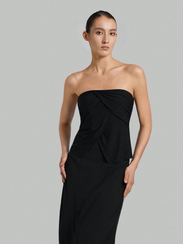 Women's Pleated Strapless Top