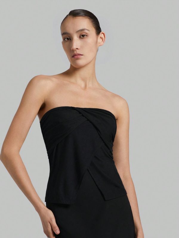 Women's Pleated Strapless Top