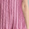 Women's Elegant Solid Color Round Neck Pleated Long Sleeve Dress, Summer