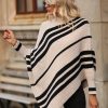 Oversized Simple Pullover Women Striped Batwing Long Sleeve Sweater