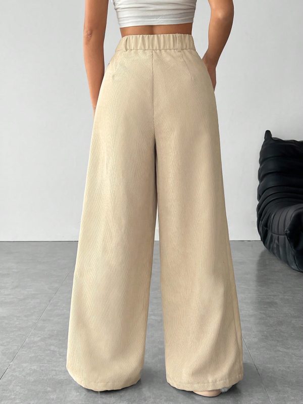 Women's Corduroy Long Wide-Leg Pants Suitable For Autumn And Winter