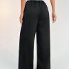 Contrast Color Double Waist Satin Glossy Women's Wide Leg Pants