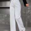 Women's Solid Color Front Button Pocket Simple Casual Denim Pants