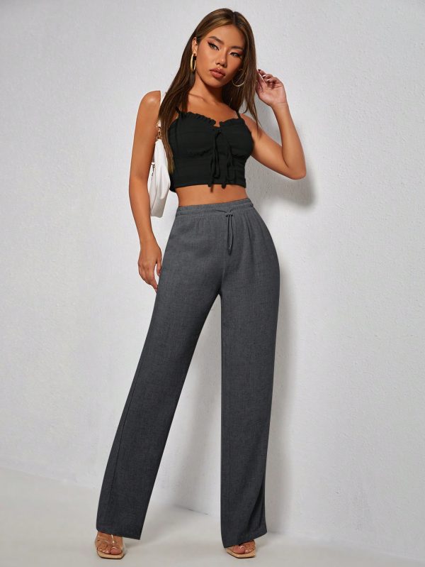 Women's Solid Color Drawstring Waist Pants