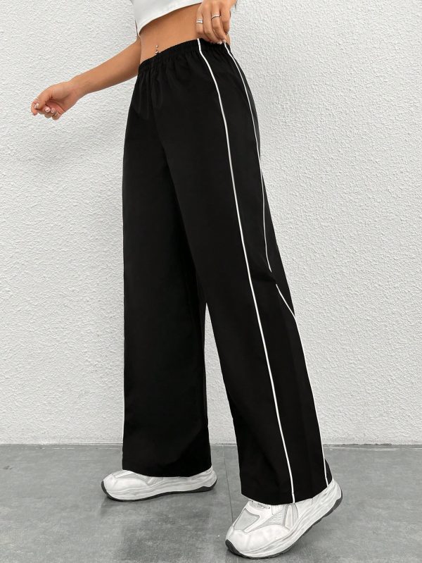 Side Contrast Color Straight Leg Pants