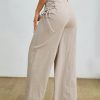 Women's Fashionable High-Waisted Khaki Wide Leg Pants With Belt