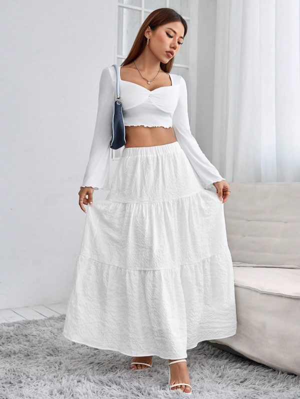 Solid Ruffle Hem Schiffy Skirt