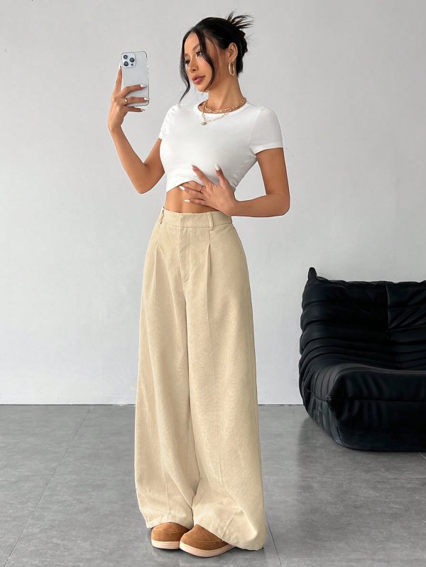 Women's Corduroy Long Wide-Leg Pants Suitable For Autumn And Winter