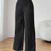 Black And White Striped Women's Suit Pants Suitable For Commuting