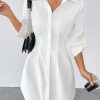 Solid Button Front Shirt Dress